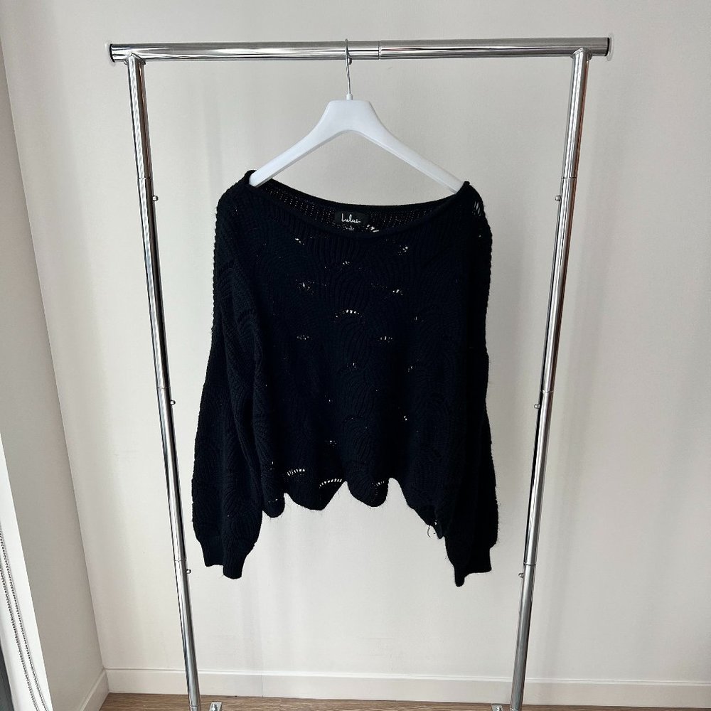 Women's Wideneck Soft Black Knit Sweater